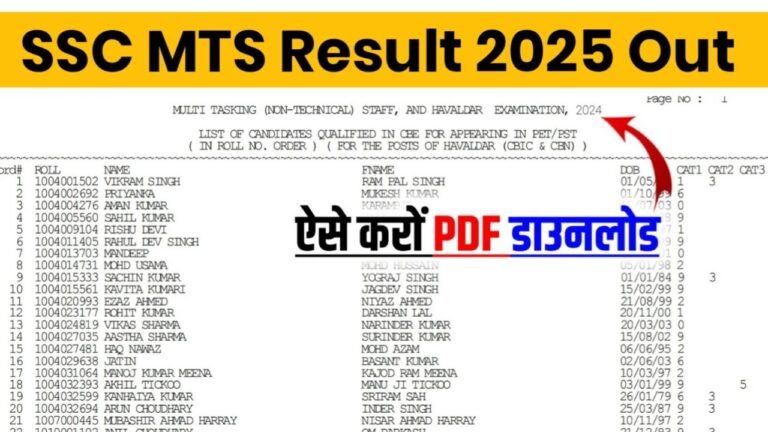 SSC MTS Result 2025 Out : एसएससी एमटीएस का रिजल्ट हुआ जारी, इतने कम नंबर वाले छात्र होंगे पास